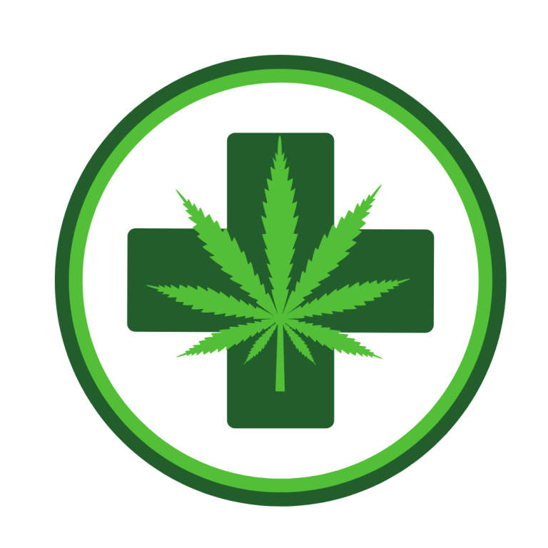 Ein Kreis mit einem kreuz in der Mitte ein cannabis Blatt